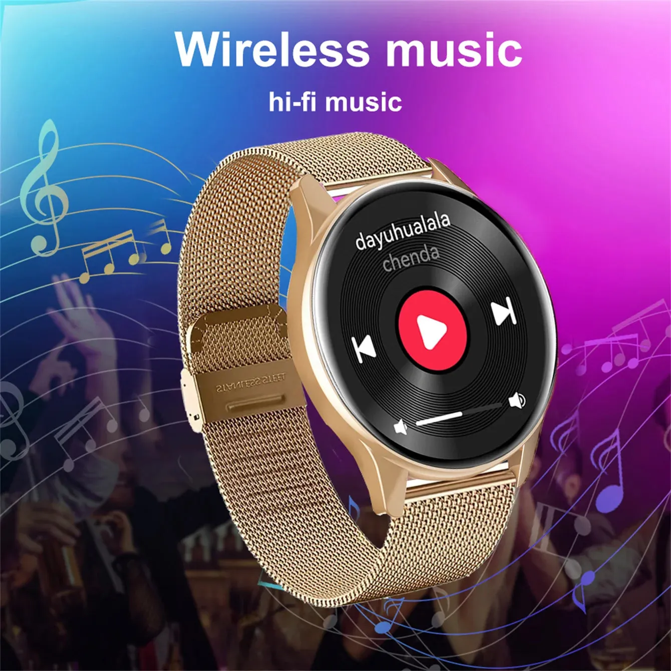 1-Smart Watch, Wireless Call/Dial, Multi-Sport Mode, Alerts, For Men and Women, Customized Wallpaper, iPhone/Andriod