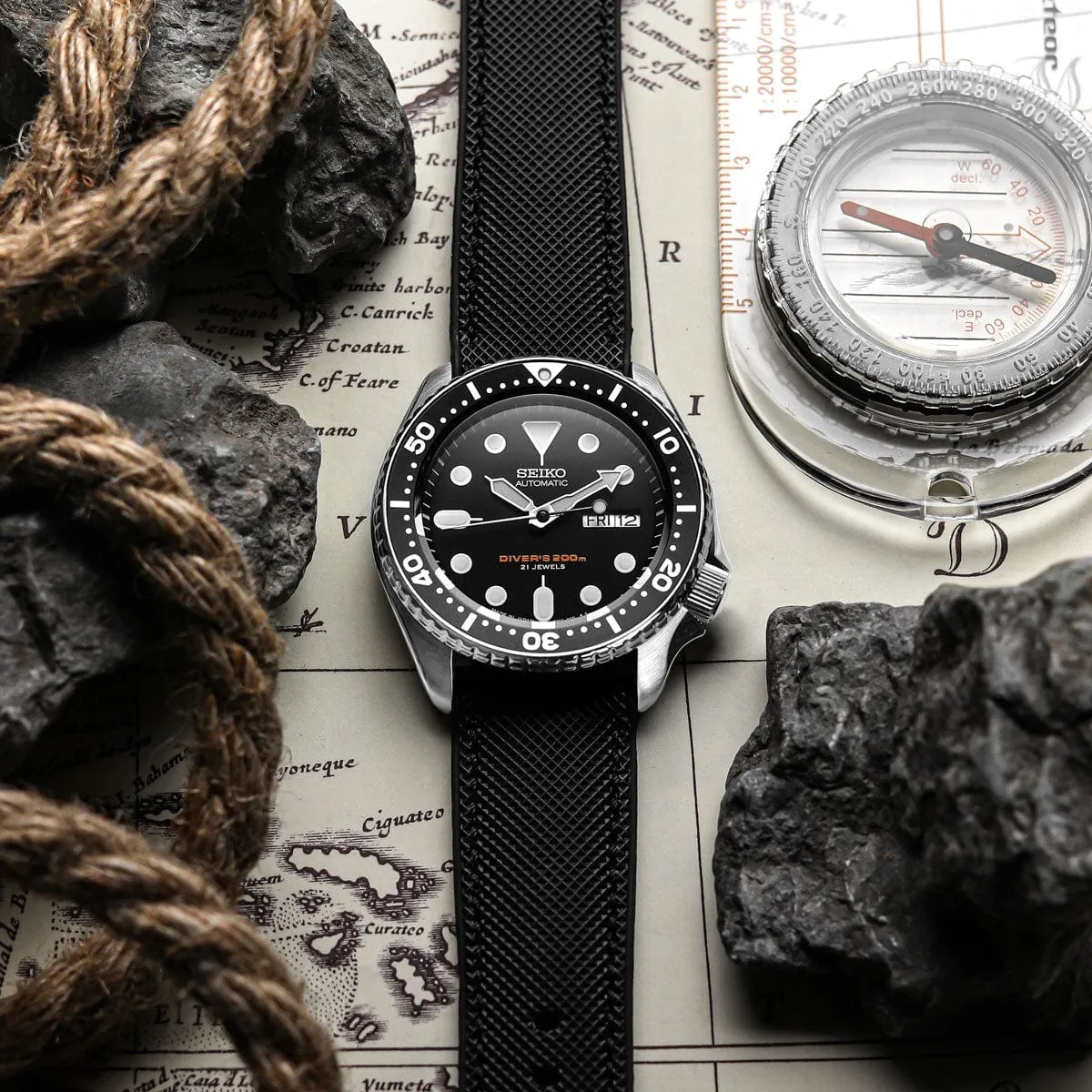 Anvil Fusion FKM Rubber Watch Strap - Black