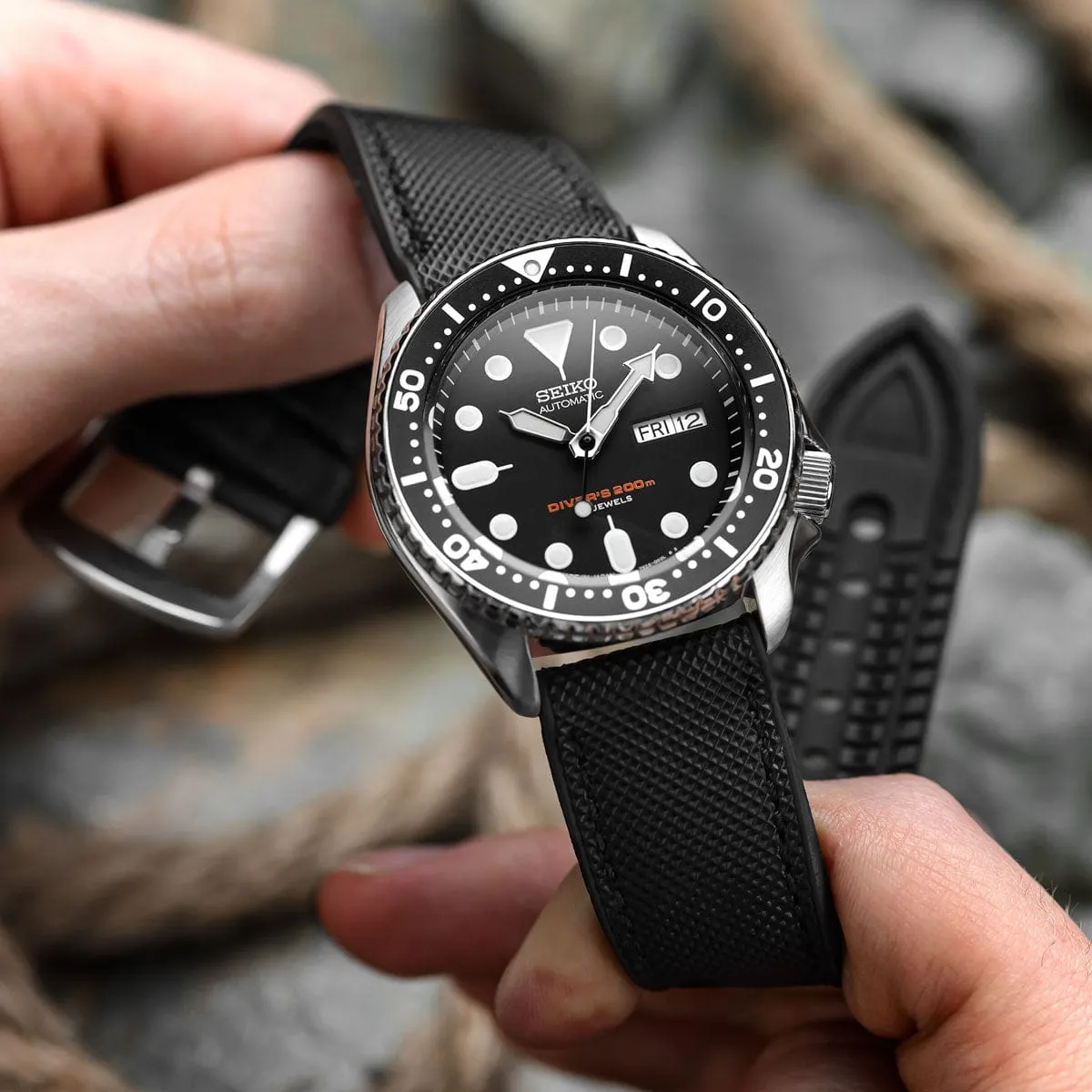 Anvil Fusion FKM Rubber Watch Strap - Black