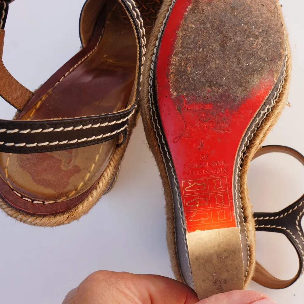 Christian Louboutin Leather Espadrille Wedge