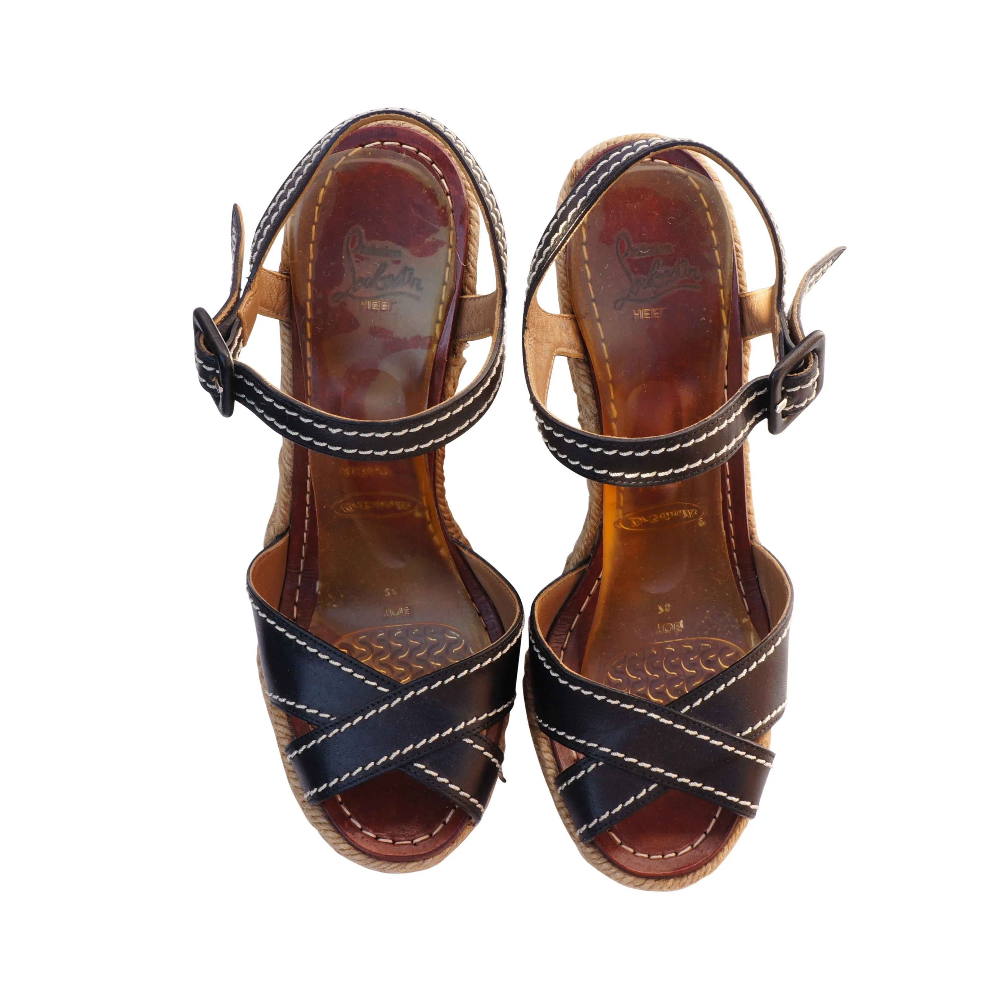 Christian Louboutin Leather Espadrille Wedge