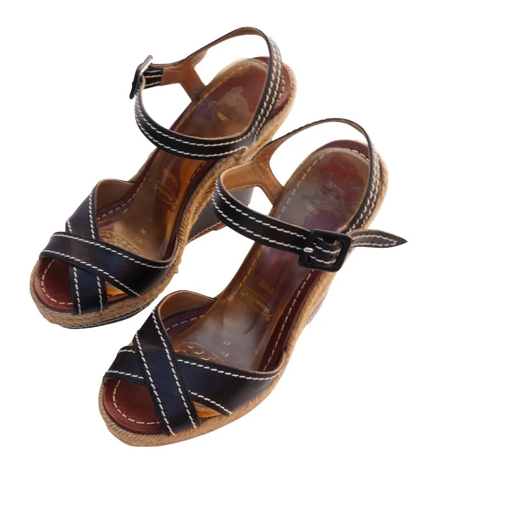 Christian Louboutin Leather Espadrille Wedge
