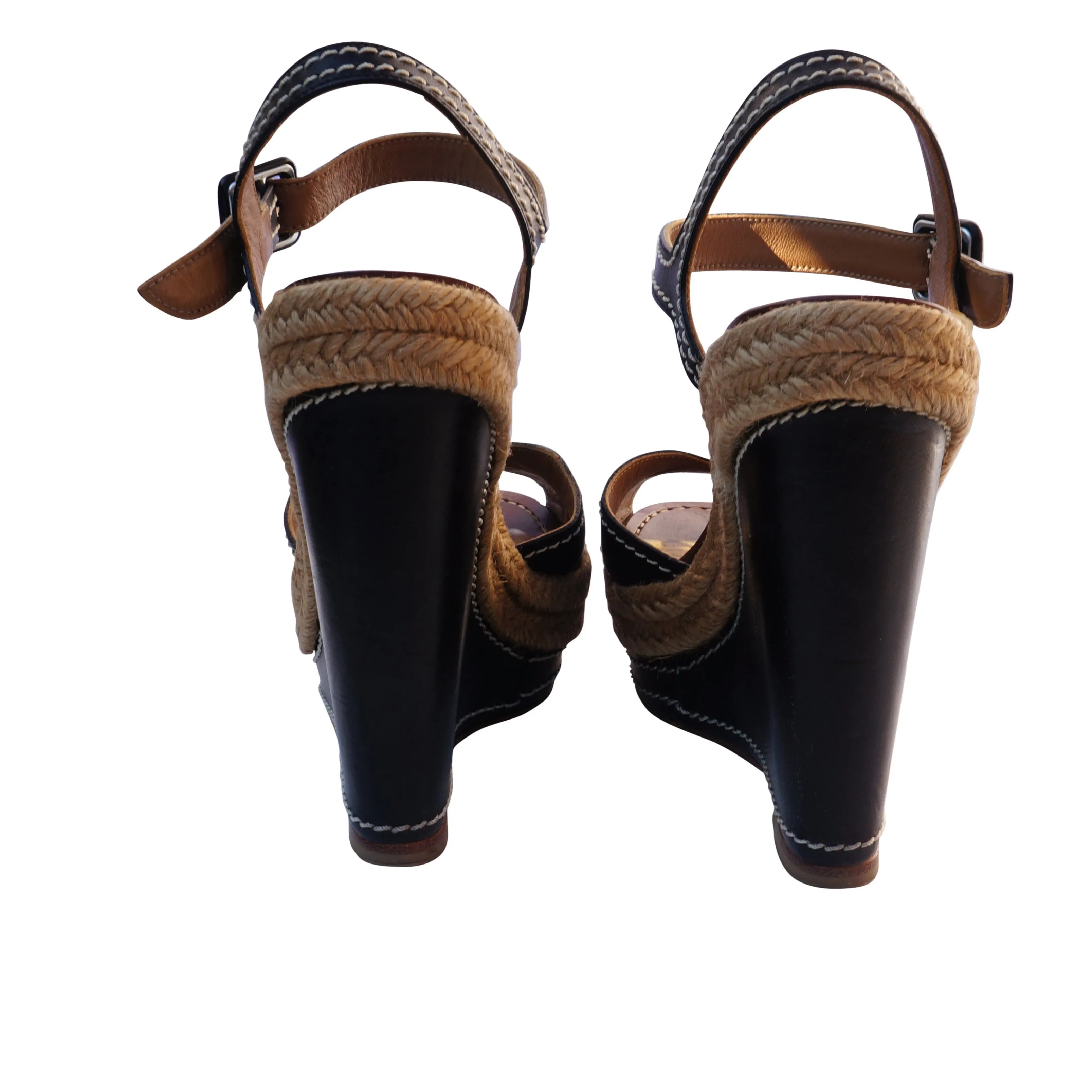 Christian Louboutin Leather Espadrille Wedge