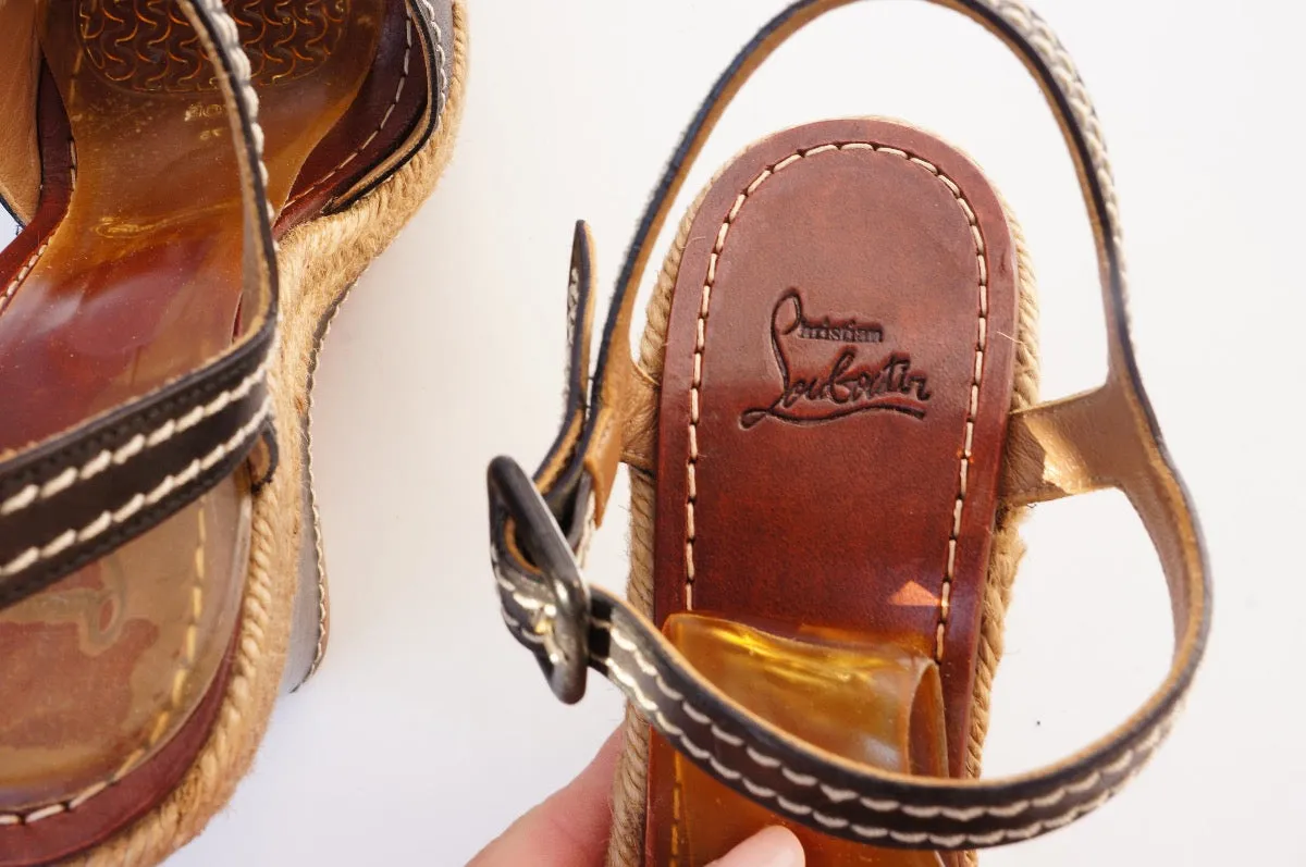 Christian Louboutin Leather Espadrille Wedge