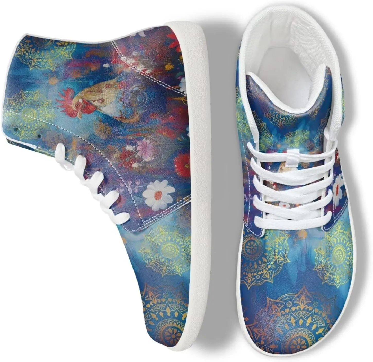 Coloranimal Barefoot Shoes Women High Top Sneakers Womens Athletic Shoes Walking Shoes Lace Up Fashion Sneakers Wide Toe Box Shoes