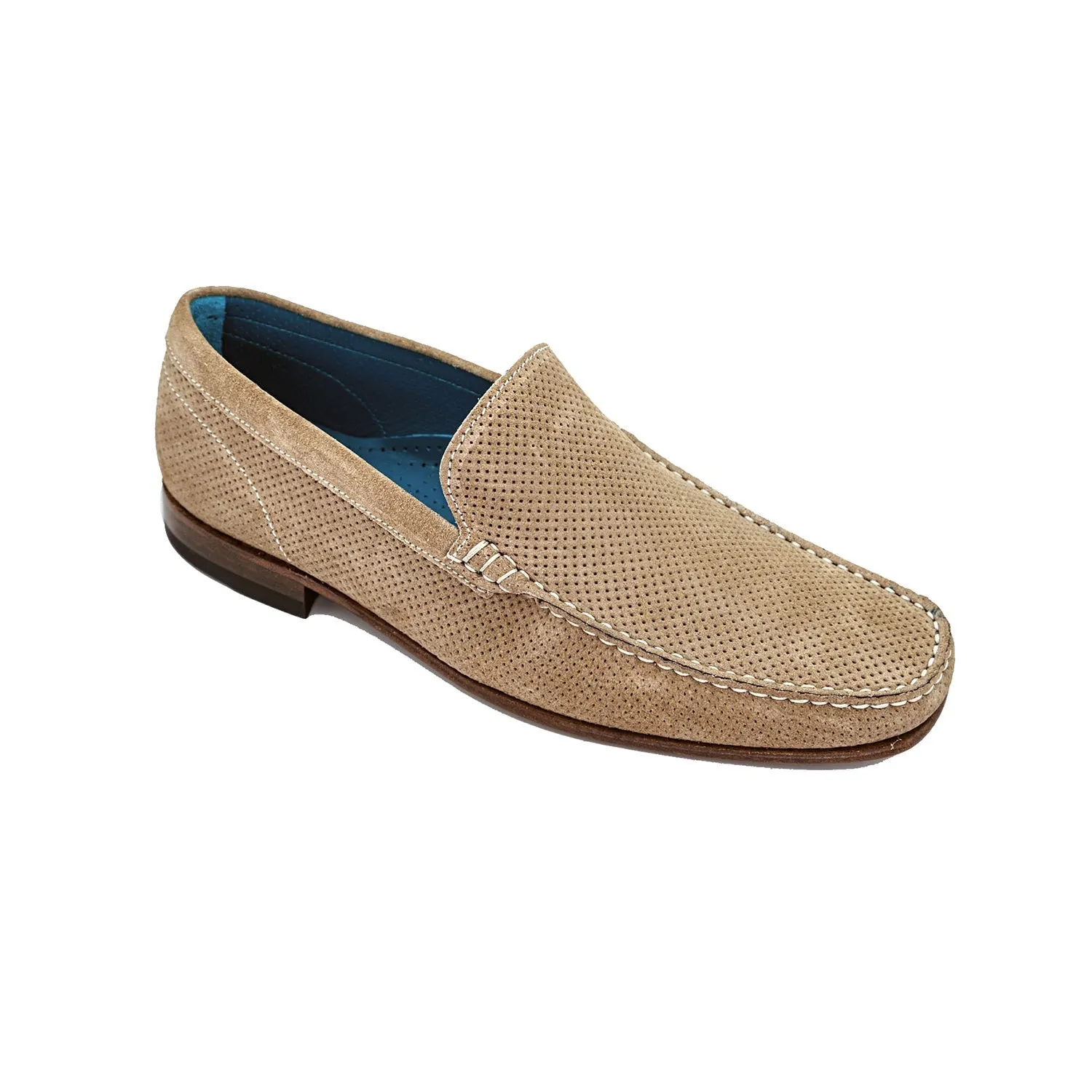 Giovacchini Diego Men's Shoes Havana Perforated Suede Leather Slip-On Loafers (GVCN1014)