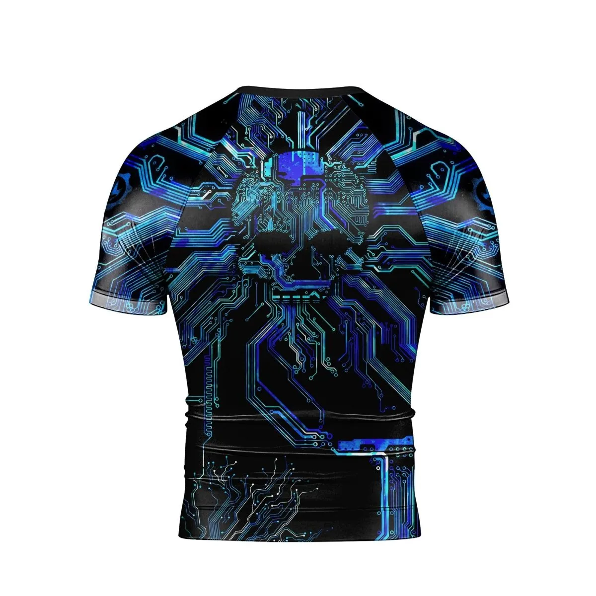 Glowing Circuit Men's Short Sleeve Rash Guard