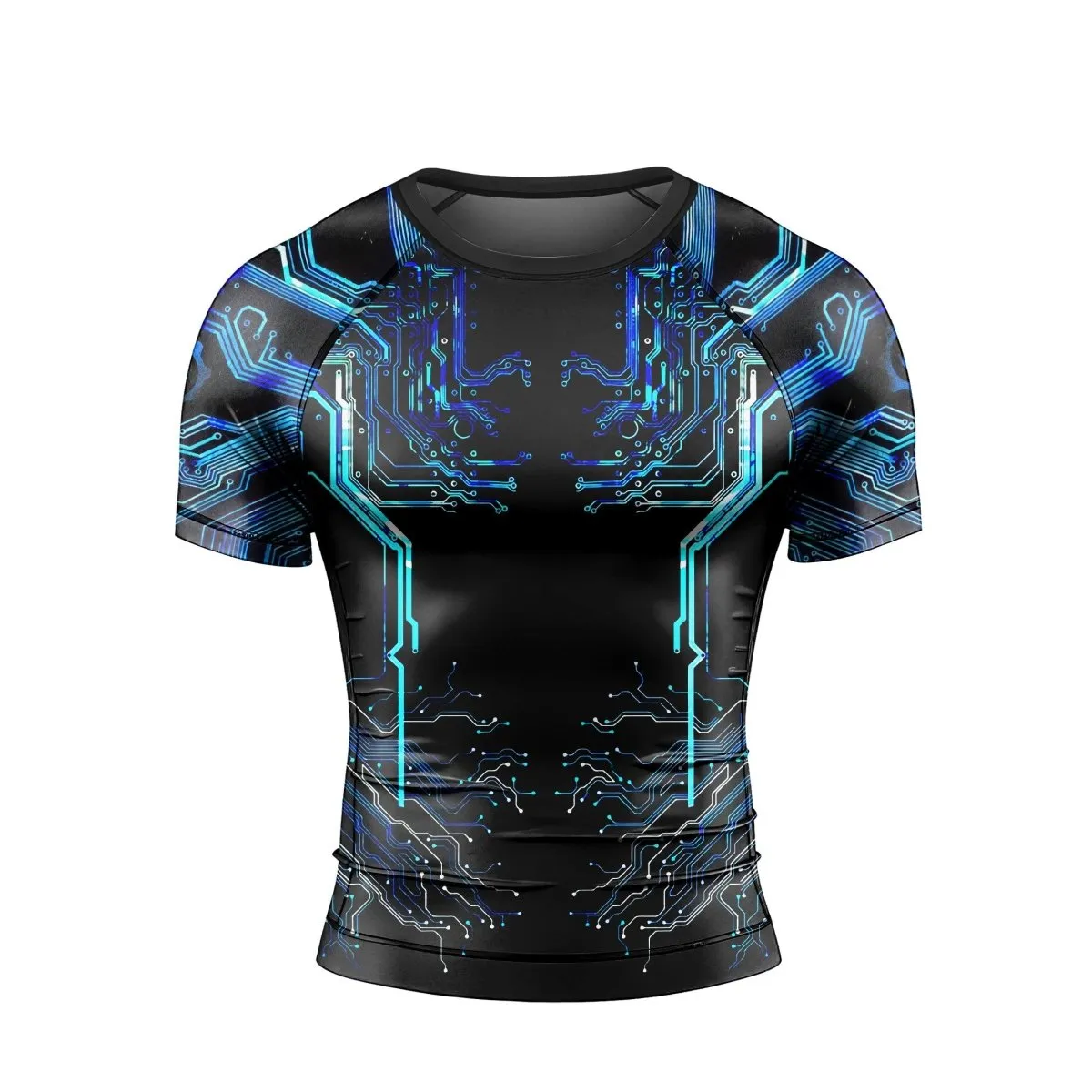 Glowing Circuit Men's Short Sleeve Rash Guard