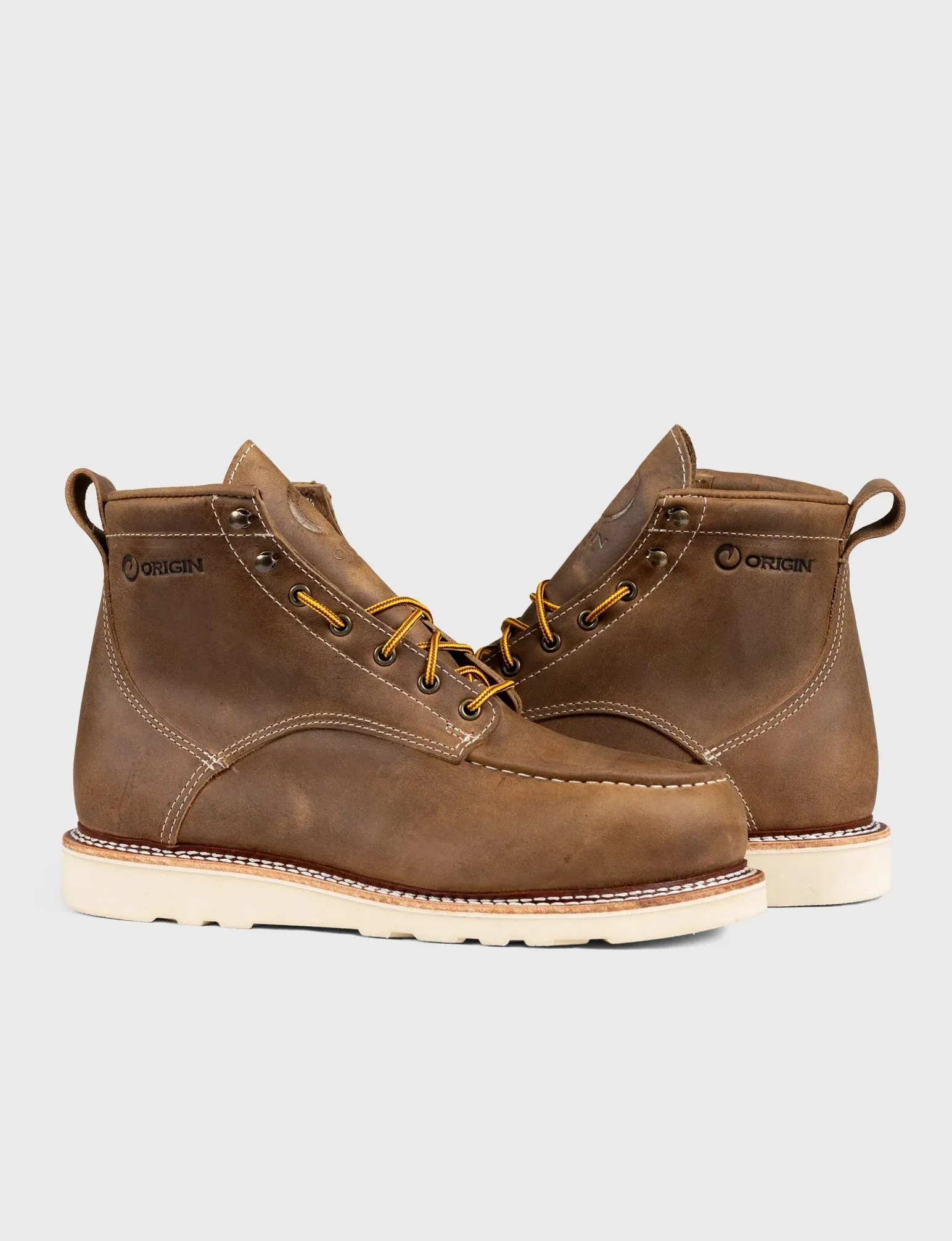 MAINE MOC STEEL TOE BOOT 6" - NATURAL WEDGE SOLE - GRADED QUALITY