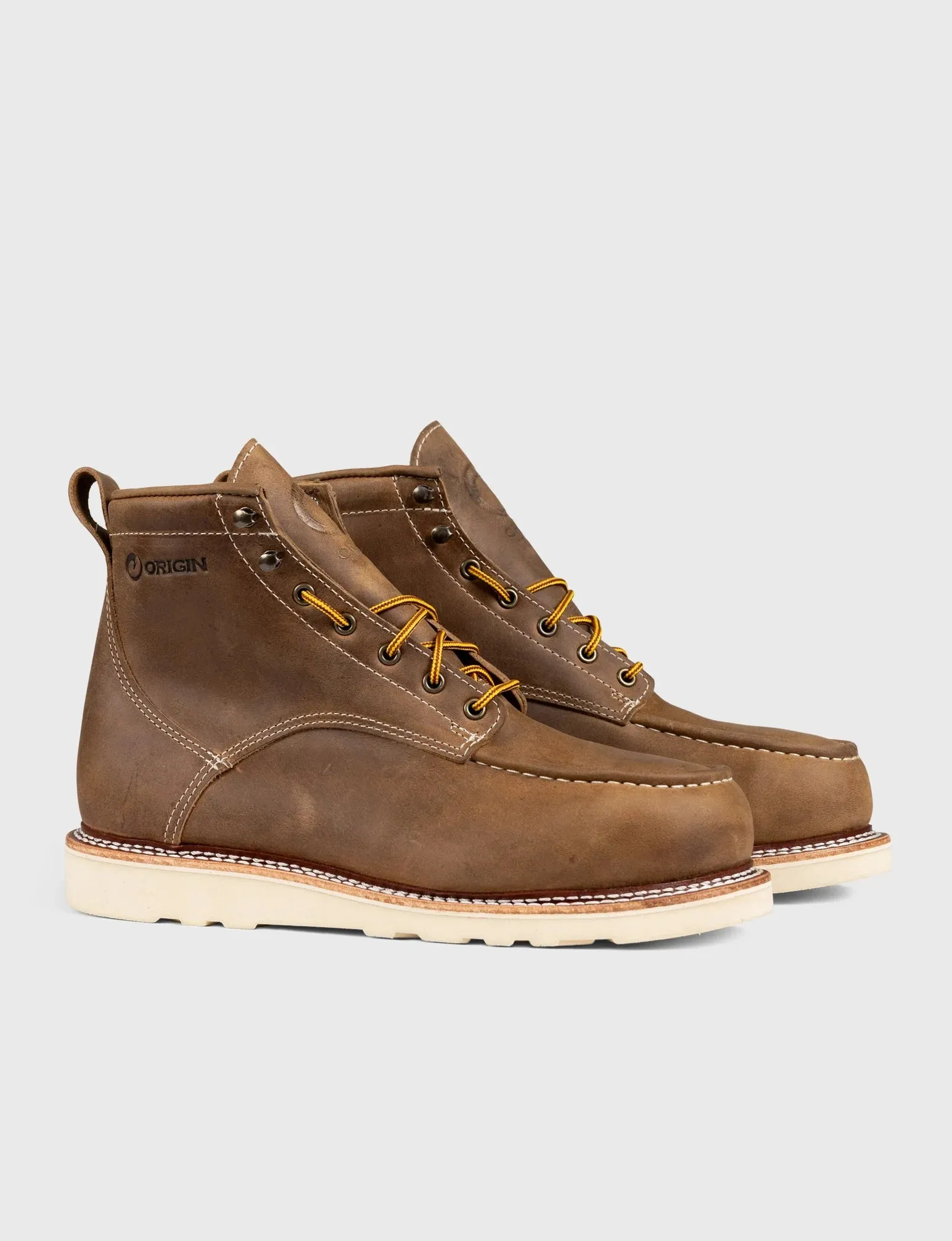 MAINE MOC STEEL TOE BOOT 6" - NATURAL WEDGE SOLE - GRADED QUALITY