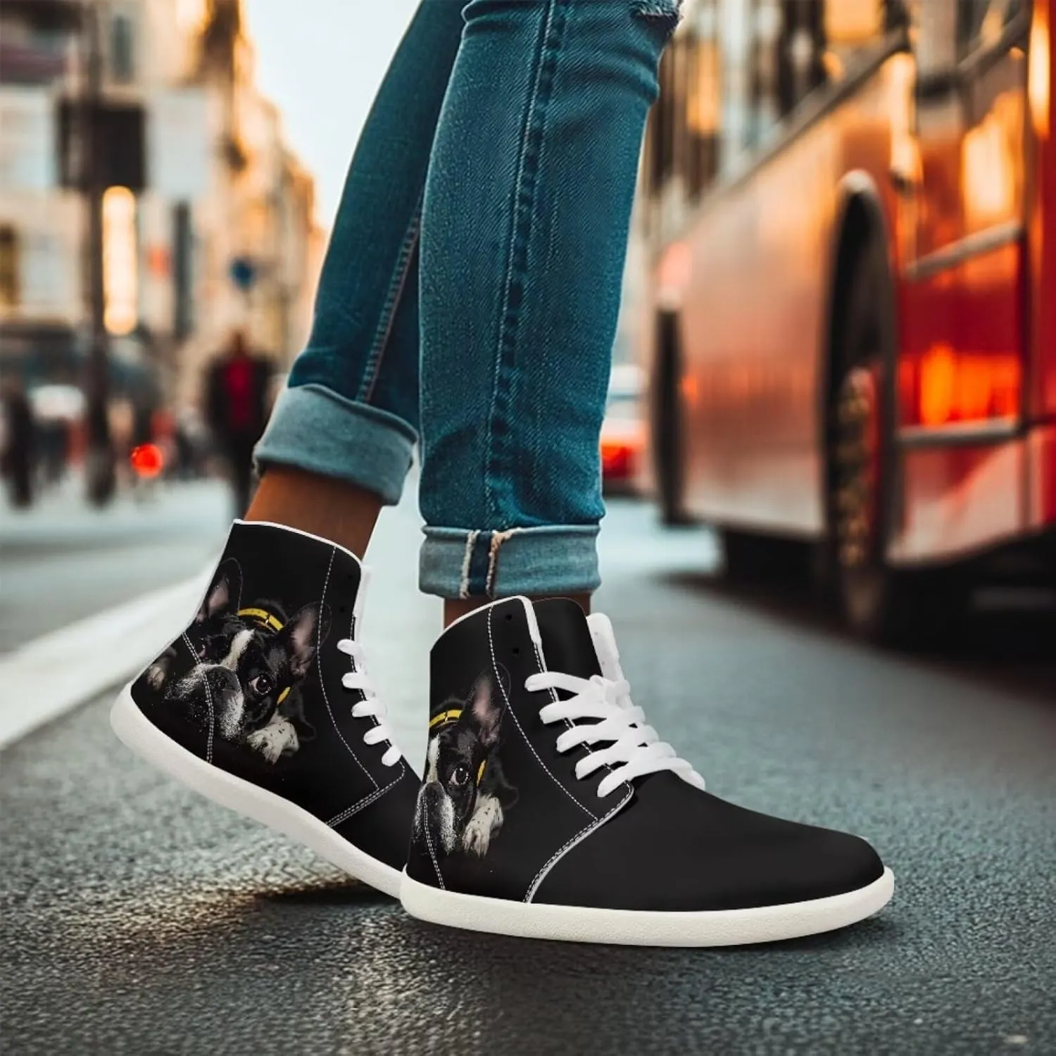 Men's Sneakers Animals Print Women Barefoot Shoes Hightop Sneakers Wide Toe Anti Slip Work Sneaker Minimalist Zero Drop Sole Shoes
