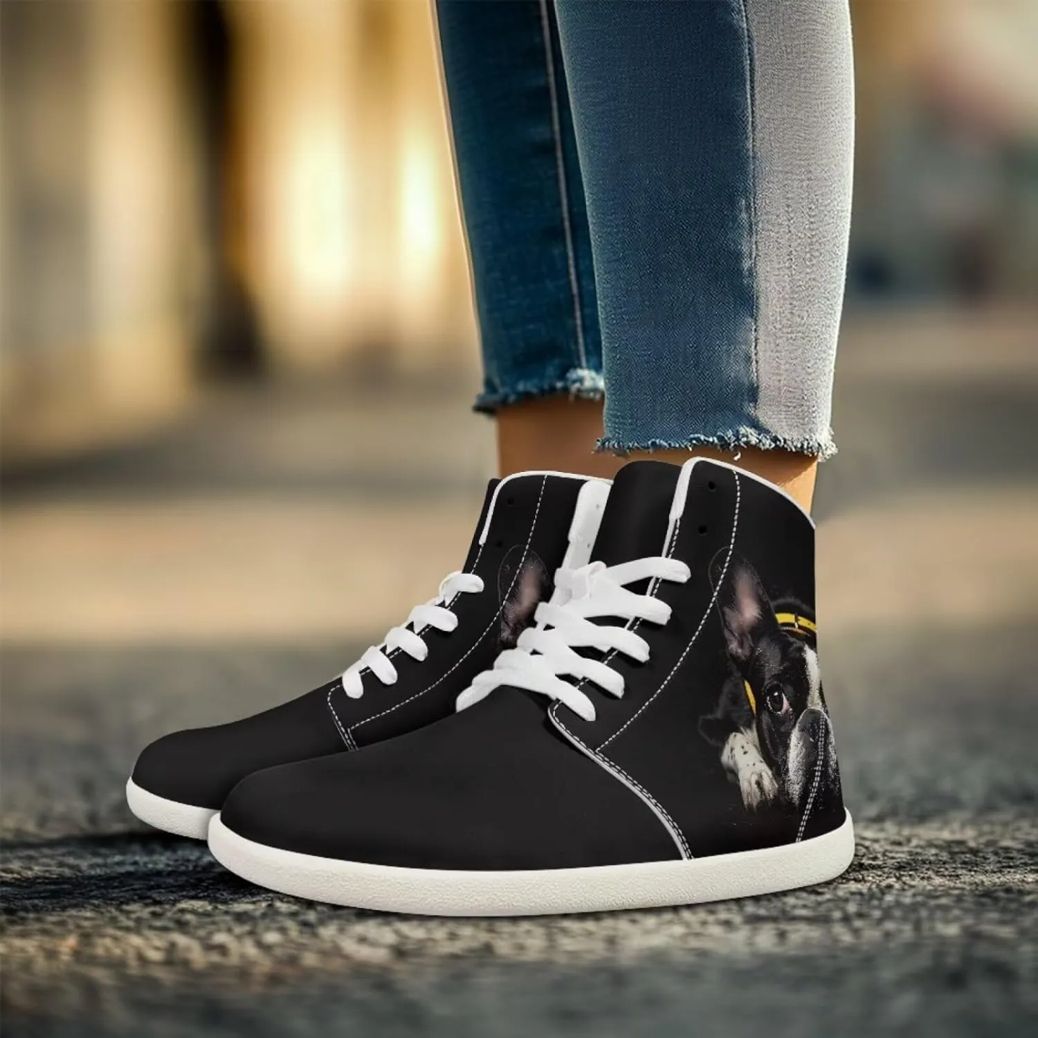Men's Sneakers Animals Print Women Barefoot Shoes Hightop Sneakers Wide Toe Anti Slip Work Sneaker Minimalist Zero Drop Sole Shoes