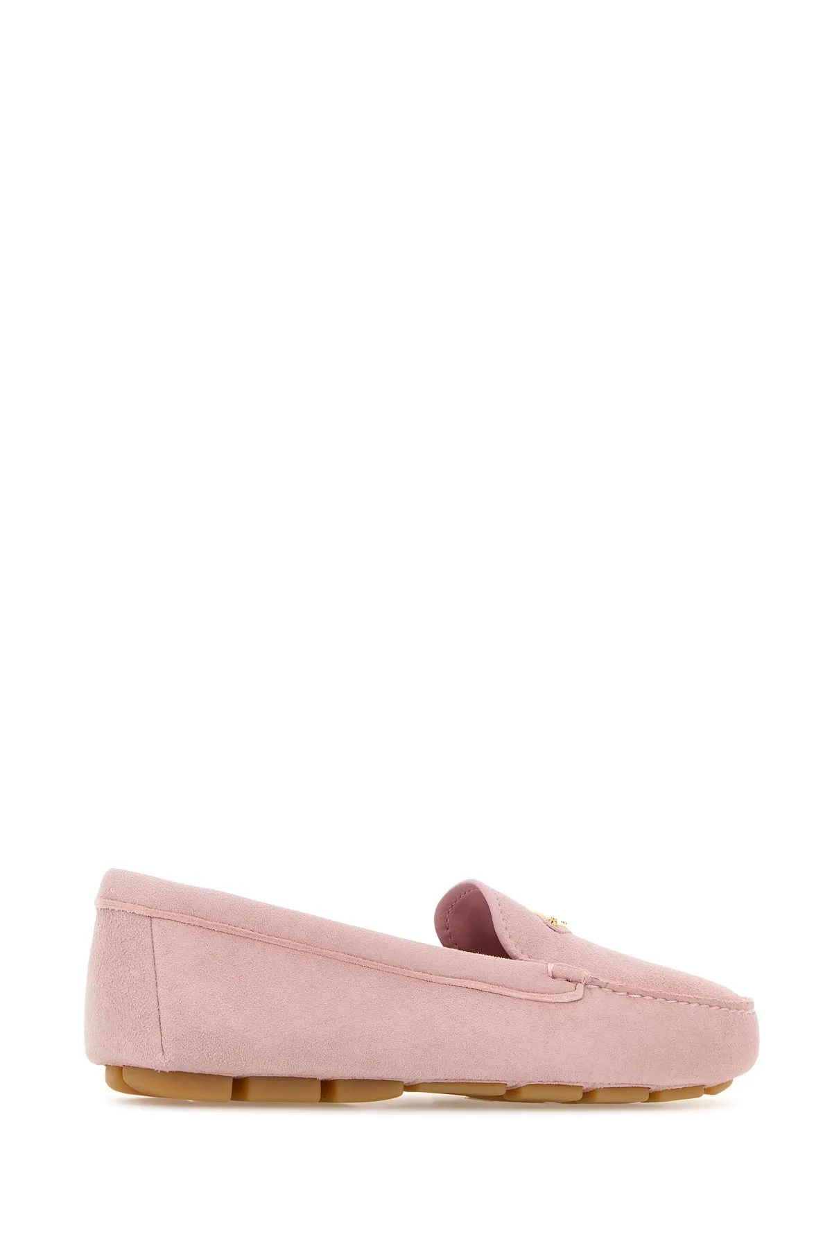 Pastel pink suede loafers