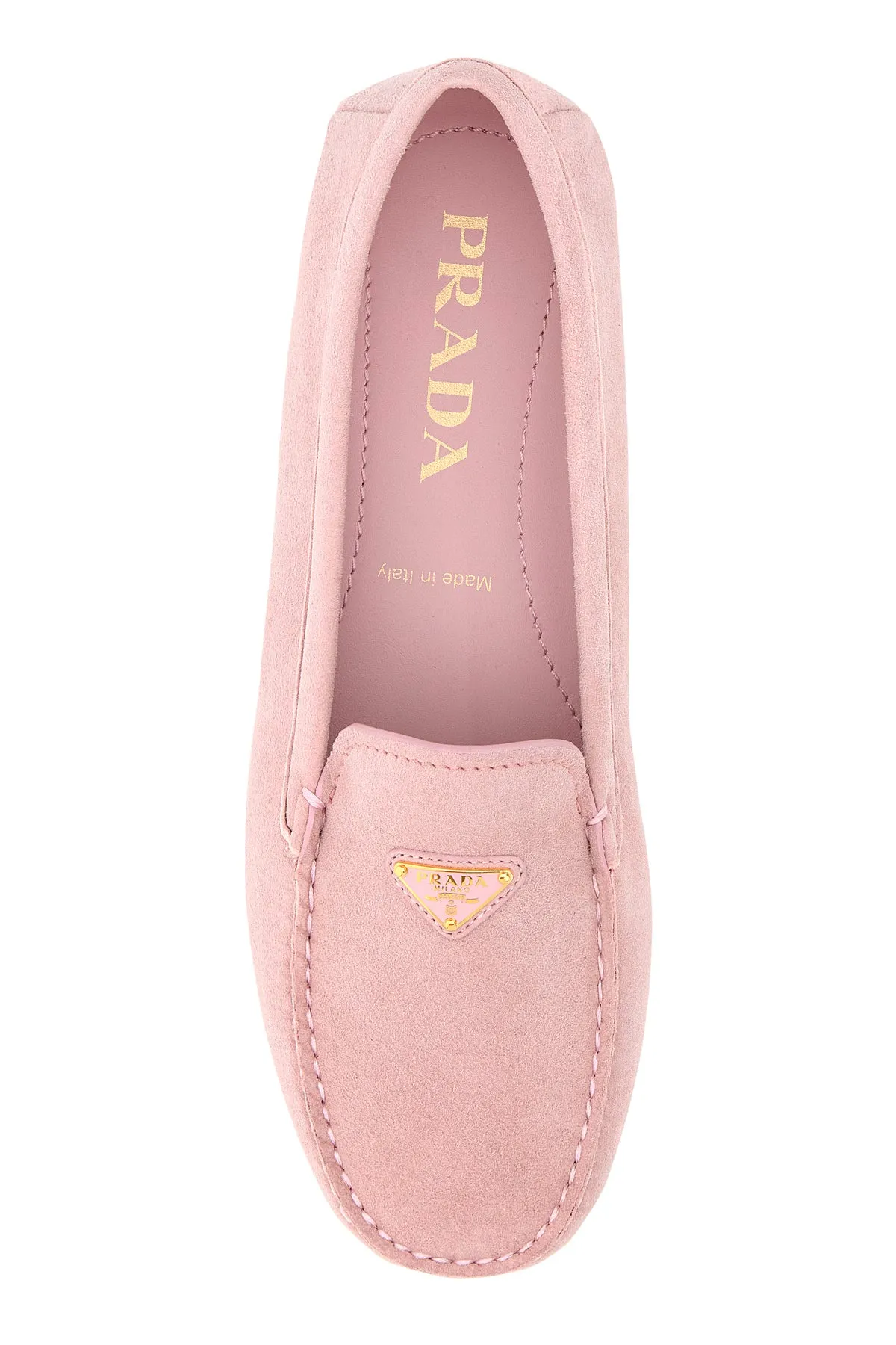 Pastel pink suede loafers