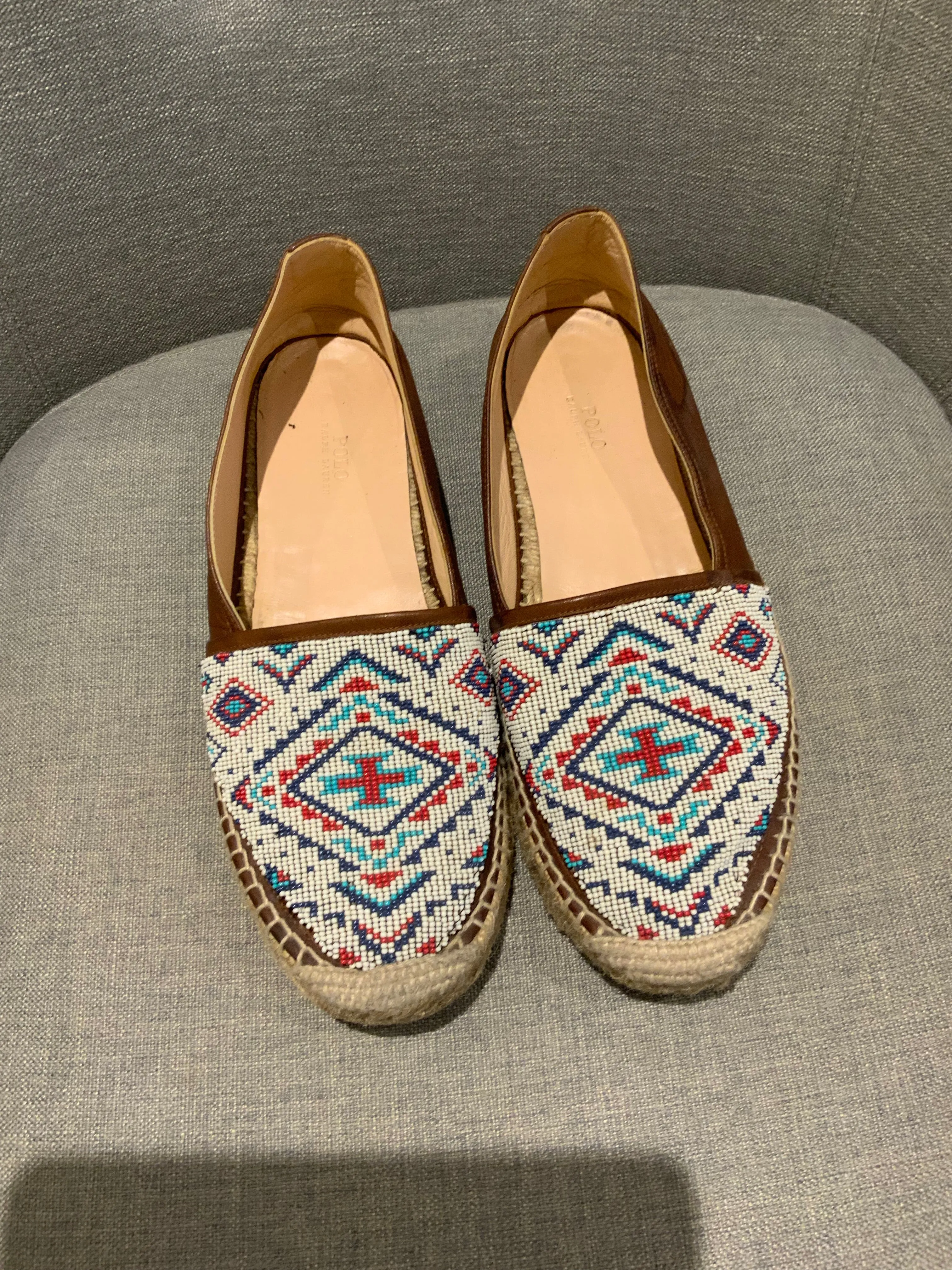 Ralph Lauren Polo Joanne Beaded Espadrille Shoes Size US 10 UK 7 EU 40 ladies