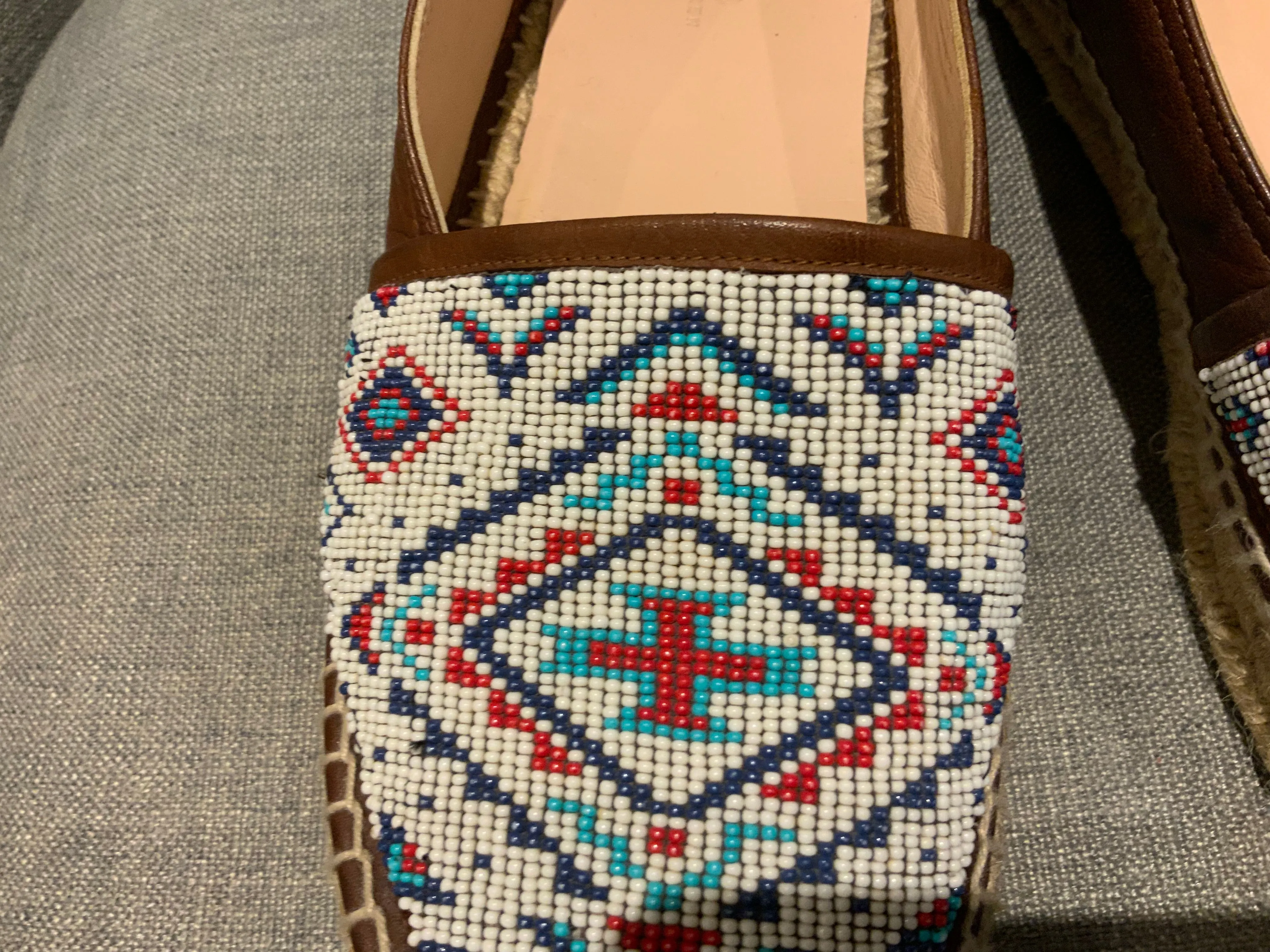 Ralph Lauren Polo Joanne Beaded Espadrille Shoes Size US 10 UK 7 EU 40 ladies