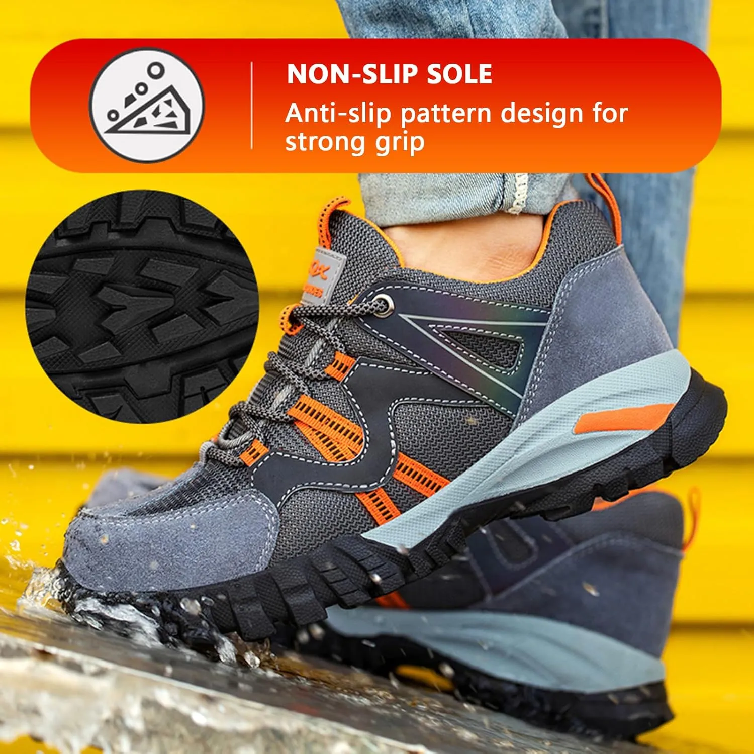 Safety Shoes Steel Toe Cap Shoes for Men Lightweight Work Boots Non Slip Construction Puncture Proof Shoes