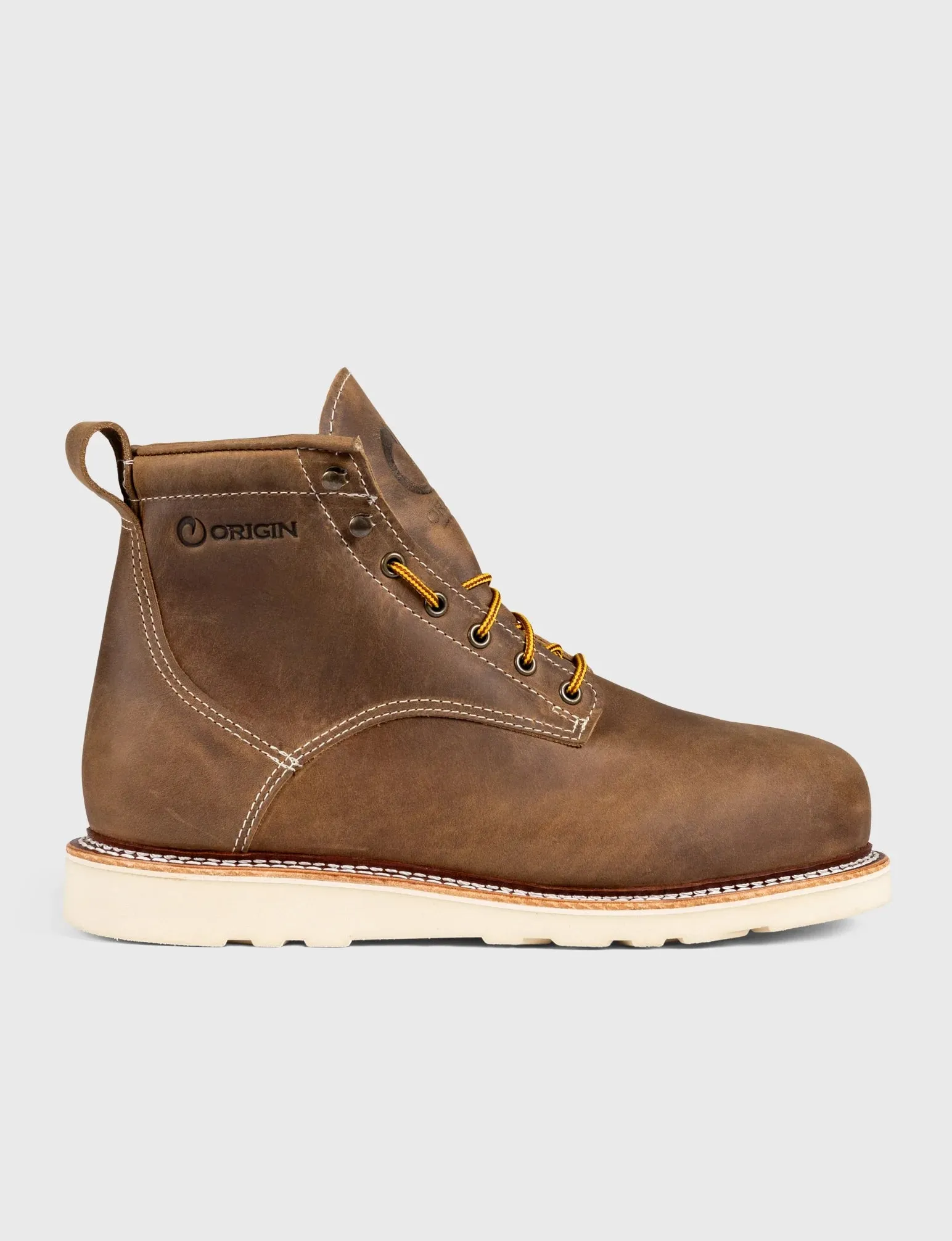 THE WILTON 6" STEEL TOE WORK BOOT - NATURAL WEDGE SOLE - GRADED QUALITY