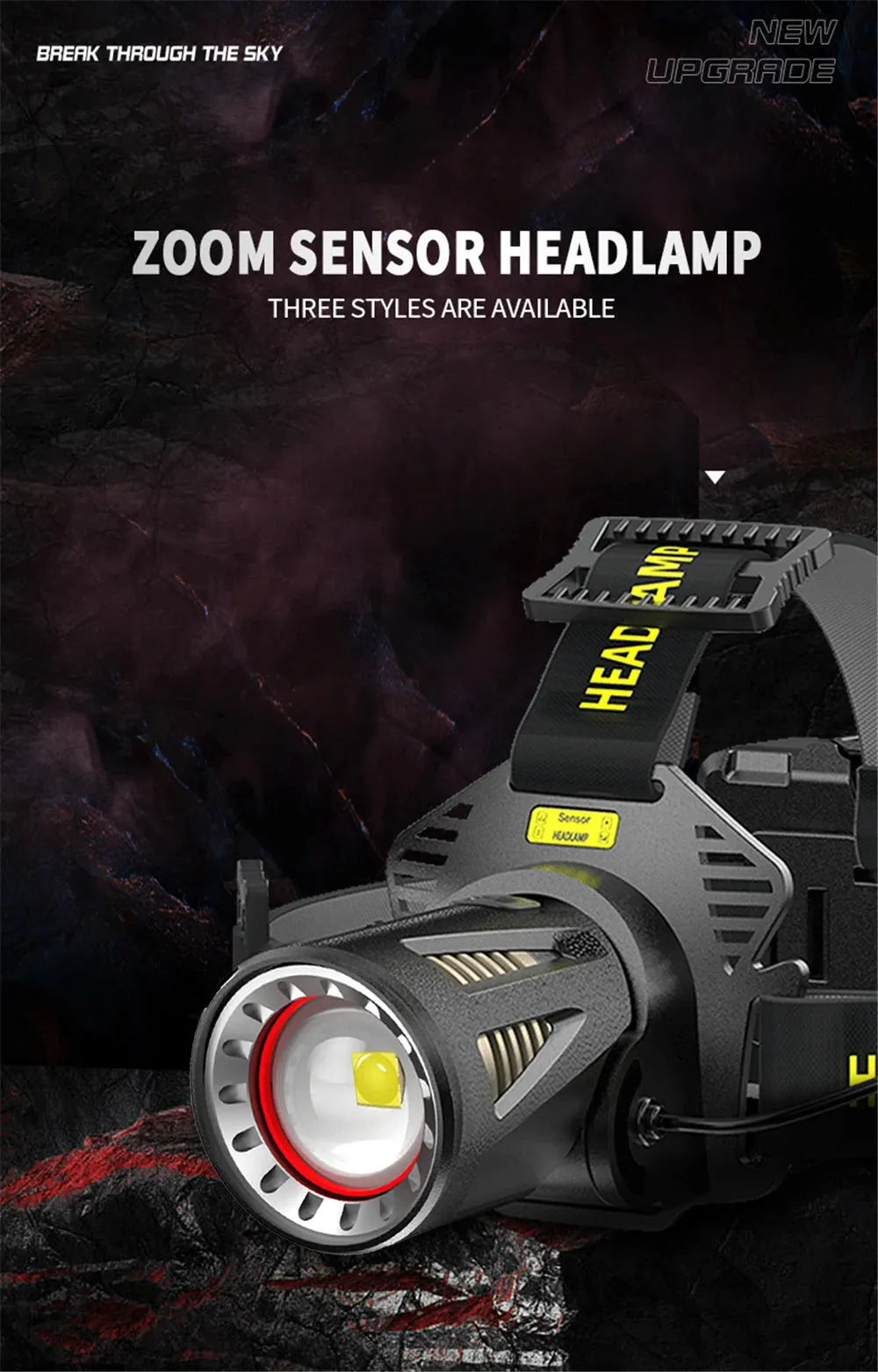 XHP360 LED Headlamp Zoomable Sensor Headlight USB Rechargeable Head Flashlight Outdoor Waterproof Fishing Emergency Power Bank